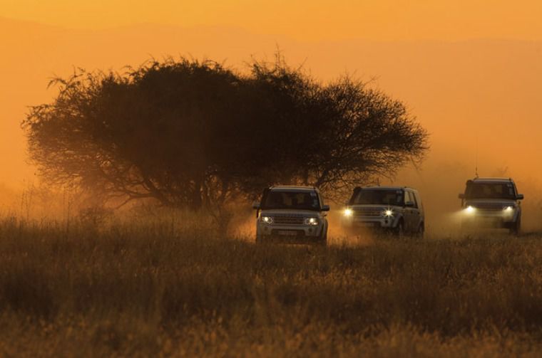 Land Rover driving on the desert